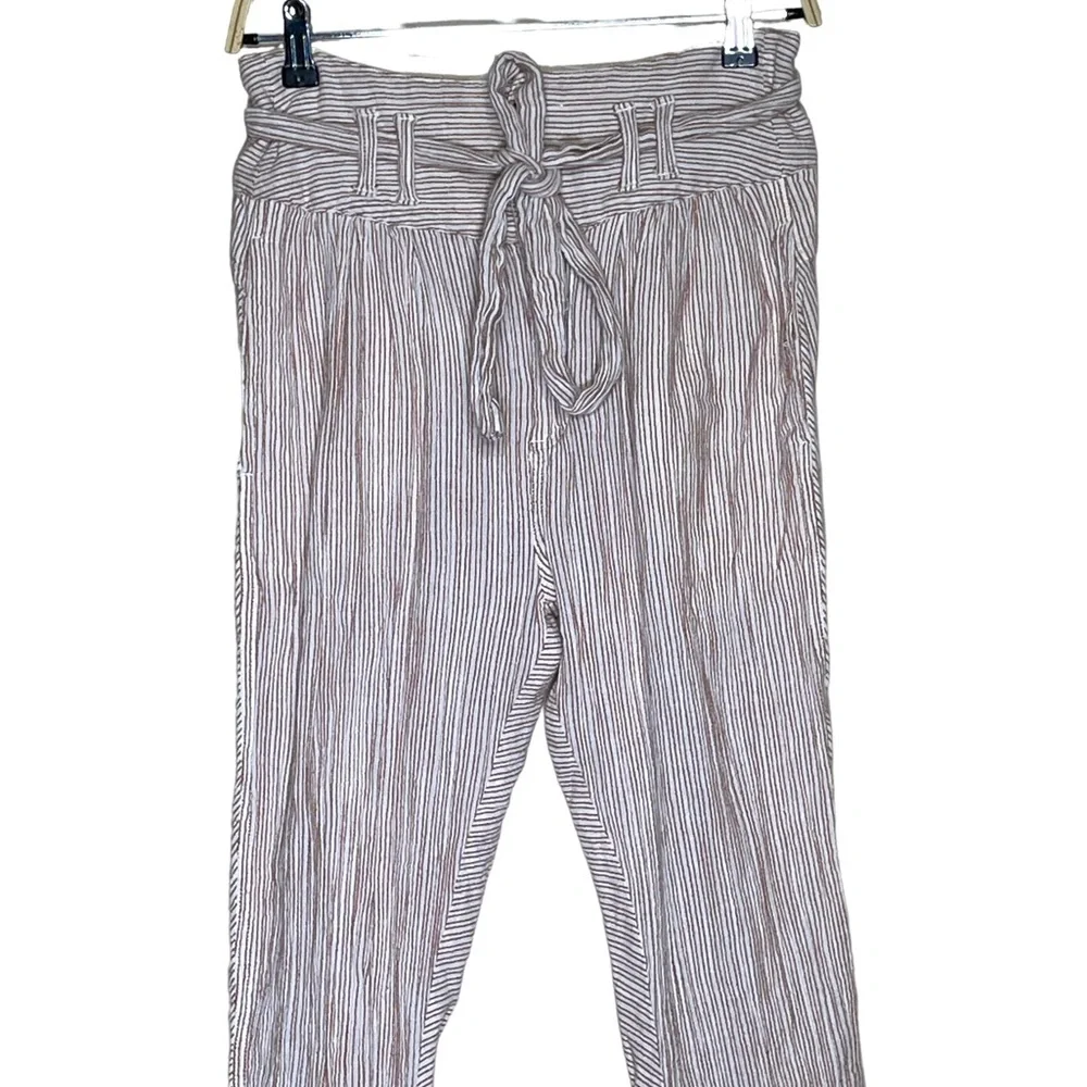 Free People Rumors Yarn Dye In Neutral Dusty Rose & Cream Size 0 Harem Pants